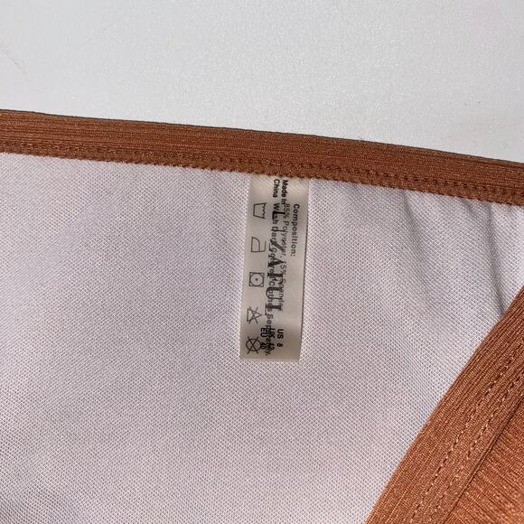 NWT Zaful Tan Brown Ribbed String Bikini Swim Bathing Suit Bottom Women's Large - Picture 4 of 6